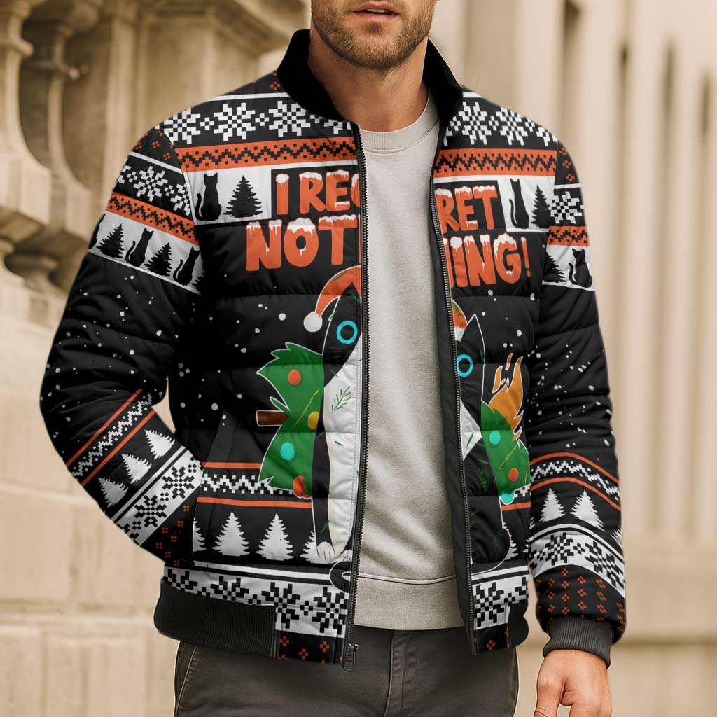 I Regret Nothing Cat Christmas Christmas Bomber Puffer Jacket Xmas Holiday Patterns - Wonder Print Shop
