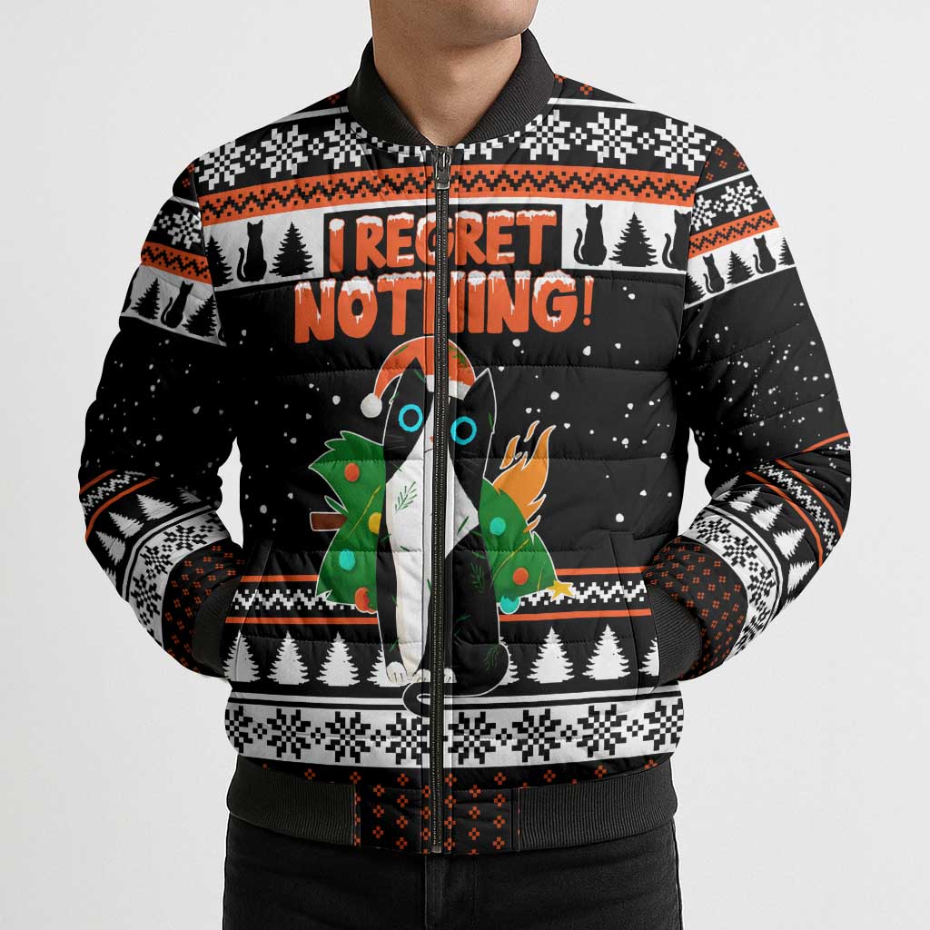 I Regret Nothing Cat Christmas Christmas Bomber Puffer Jacket Xmas Holiday Patterns - Wonder Print Shop