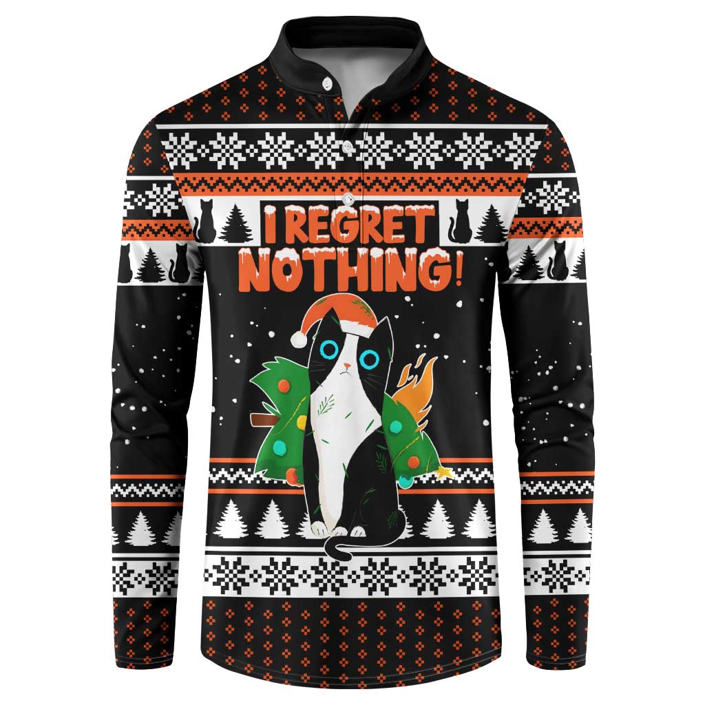 I Regret Nothing Cat Christmas Christmas Button Sweatshirt Xmas Holiday Patterns - Wonder Print Shop
