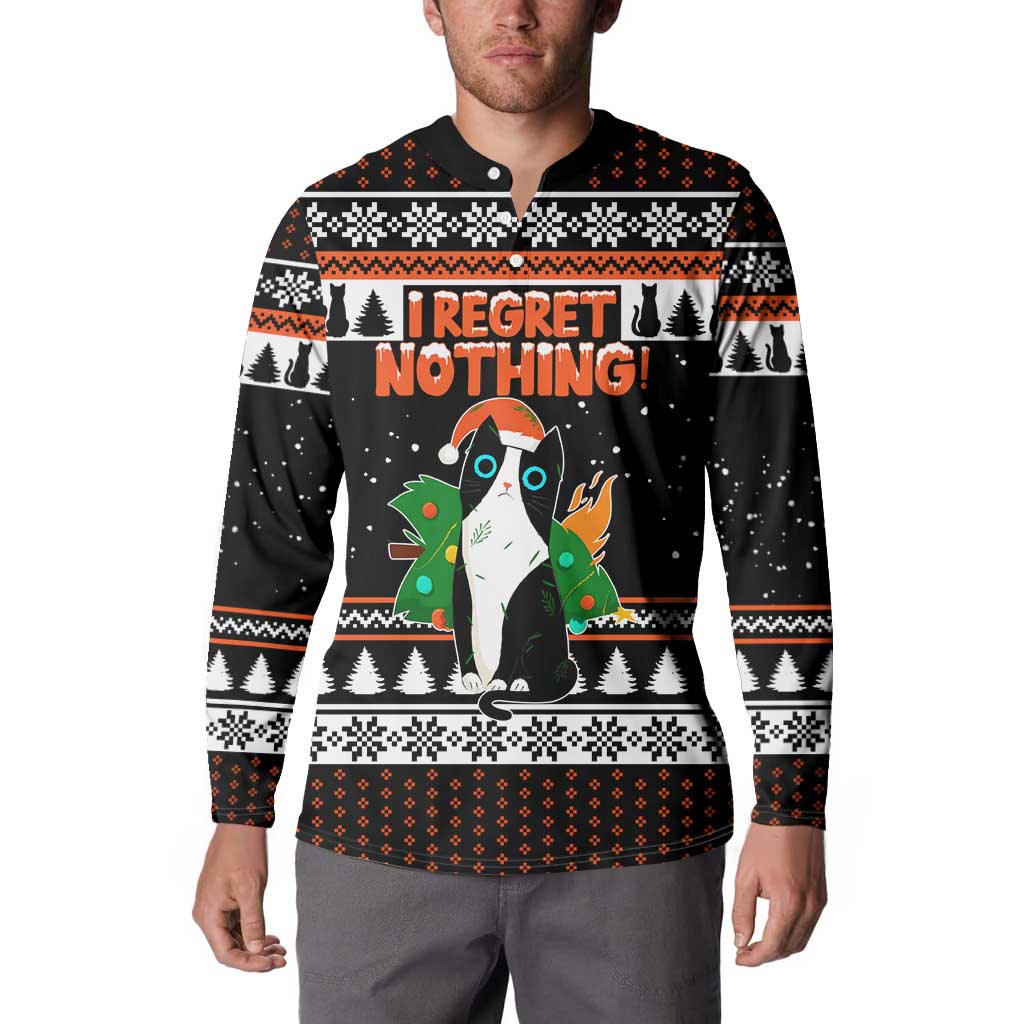 I Regret Nothing Cat Christmas Christmas Button Sweatshirt Xmas Holiday Patterns - Wonder Print Shop