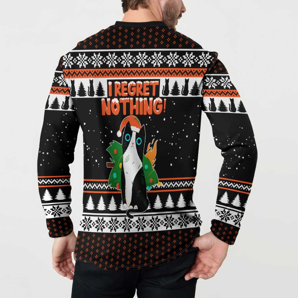 I Regret Nothing Cat Christmas Christmas Button Sweatshirt Xmas Holiday Patterns - Wonder Print Shop