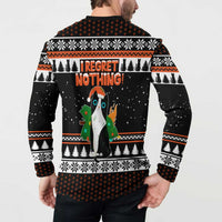 I Regret Nothing Cat Christmas Christmas Button Sweatshirt Xmas Holiday Patterns - Wonder Print Shop