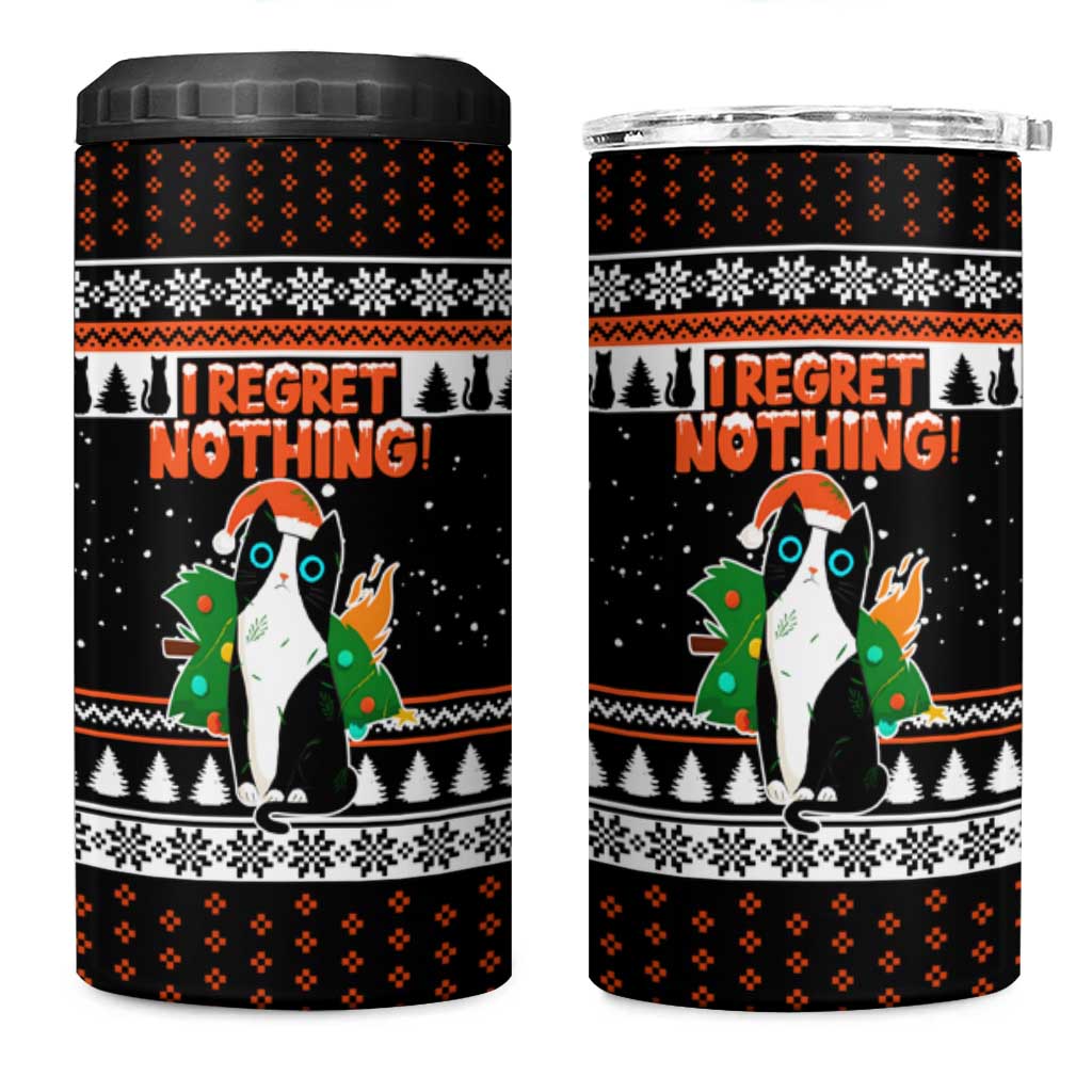 I Regret Nothing Cat Christmas Christmas 4 in 1 Can Cooler Tumbler Xmas Holiday Patterns - Wonder Print Shop
