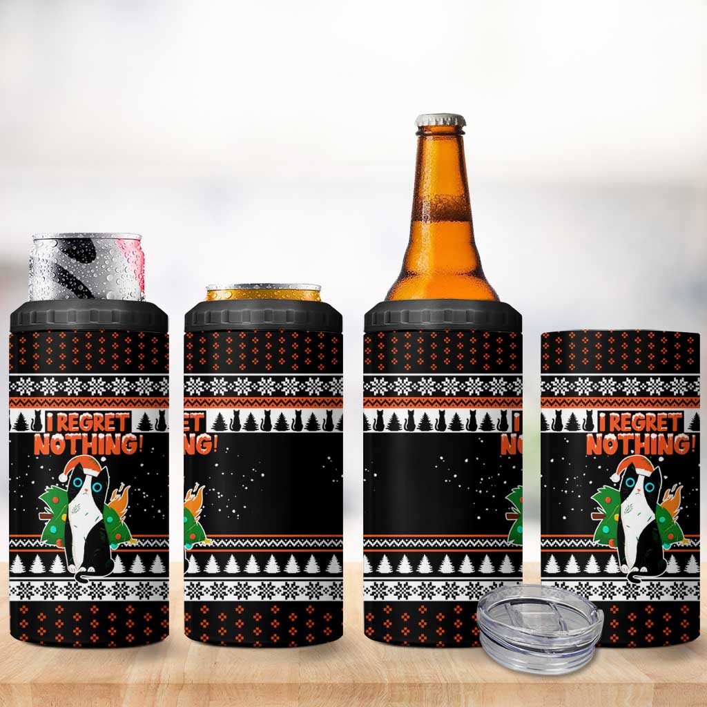 I Regret Nothing Cat Christmas Christmas 4 in 1 Can Cooler Tumbler Xmas Holiday Patterns - Wonder Print Shop