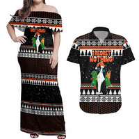 I Regret Nothing Cat Christmas Christmas Couples Matching Off Shoulder Maxi Dress and Hawaiian Shirt Xmas Holiday Patterns - Wonder Print Shop