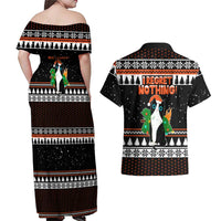 I Regret Nothing Cat Christmas Christmas Couples Matching Off Shoulder Maxi Dress and Hawaiian Shirt Xmas Holiday Patterns - Wonder Print Shop