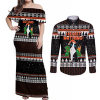 I Regret Nothing Cat Christmas Christmas Couples Matching Off Shoulder Maxi Dress and Long Sleeve Button Shirt Xmas Holiday Patterns - Wonder Print Shop