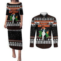 I Regret Nothing Cat Christmas Christmas Couples Matching Puletasi and Long Sleeve Button Shirt Xmas Holiday Patterns - Wonder Print Shop