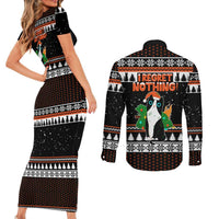 I Regret Nothing Cat Christmas Christmas Couples Matching Short Sleeve Bodycon Dress and Long Sleeve Button Shirt Xmas Holiday Patterns - Wonder Print Shop