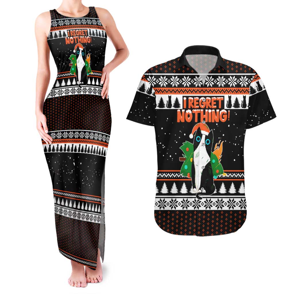 I Regret Nothing Cat Christmas Christmas Couples Matching Tank Maxi Dress and Hawaiian Shirt Xmas Holiday Patterns - Wonder Print Shop