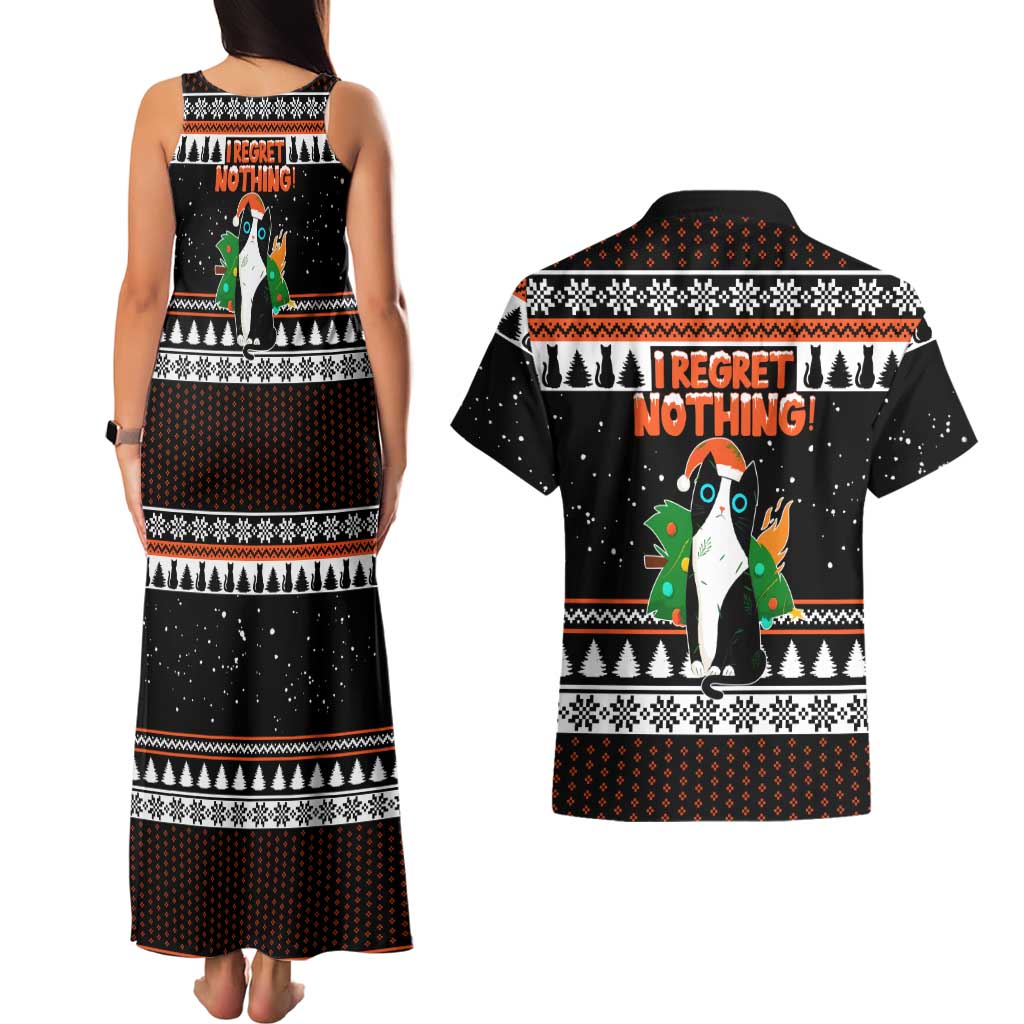 I Regret Nothing Cat Christmas Christmas Couples Matching Tank Maxi Dress and Hawaiian Shirt Xmas Holiday Patterns - Wonder Print Shop