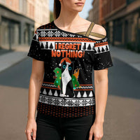 I Regret Nothing Cat Christmas Christmas Cross Shoulder Shirt Xmas Holiday Patterns - Wonder Print Shop