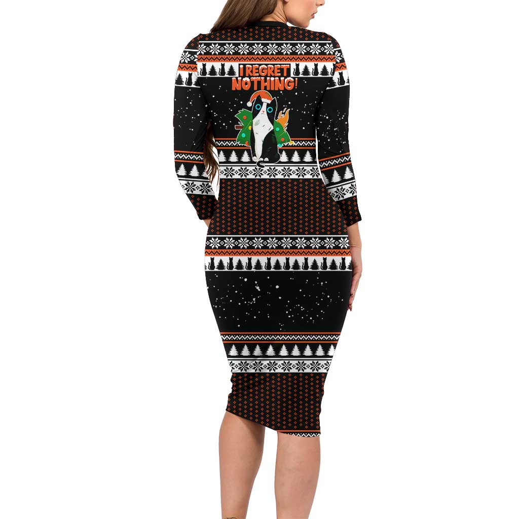I Regret Nothing Cat Christmas Christmas Family Matching Long Sleeve Bodycon Dress and Hawaiian Shirt Xmas Holiday Patterns - Wonder Print Shop