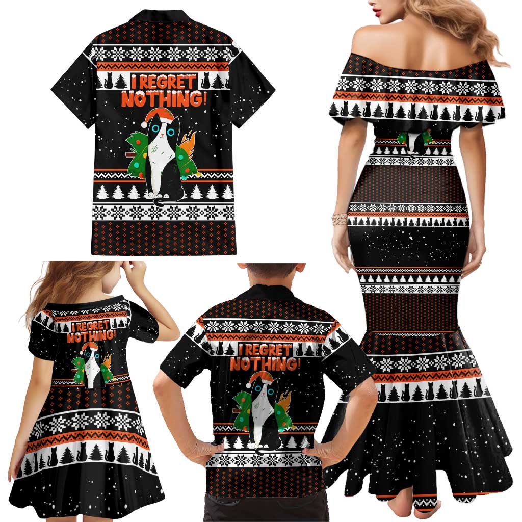 I Regret Nothing Cat Christmas Christmas Family Matching Mermaid Dress and Hawaiian Shirt Xmas Holiday Patterns - Wonder Print Shop
