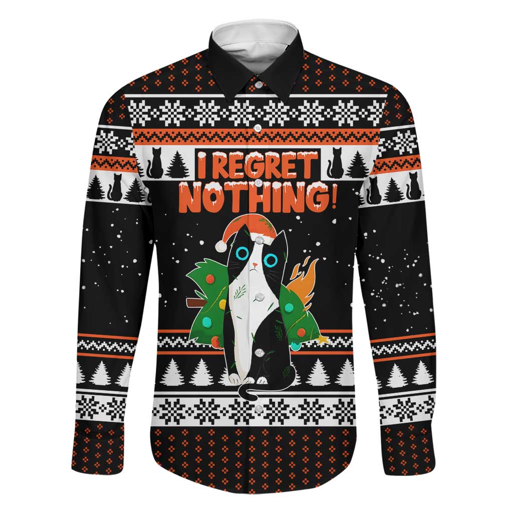 I Regret Nothing Cat Christmas Christmas Family Matching Off The Shoulder Long Sleeve Dress and Hawaiian Shirt Xmas Holiday Patterns - Wonder Print Shop