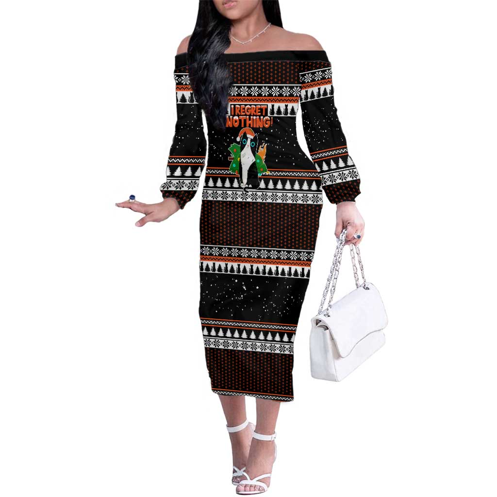 I Regret Nothing Cat Christmas Christmas Family Matching Off The Shoulder Long Sleeve Dress and Hawaiian Shirt Xmas Holiday Patterns - Wonder Print Shop