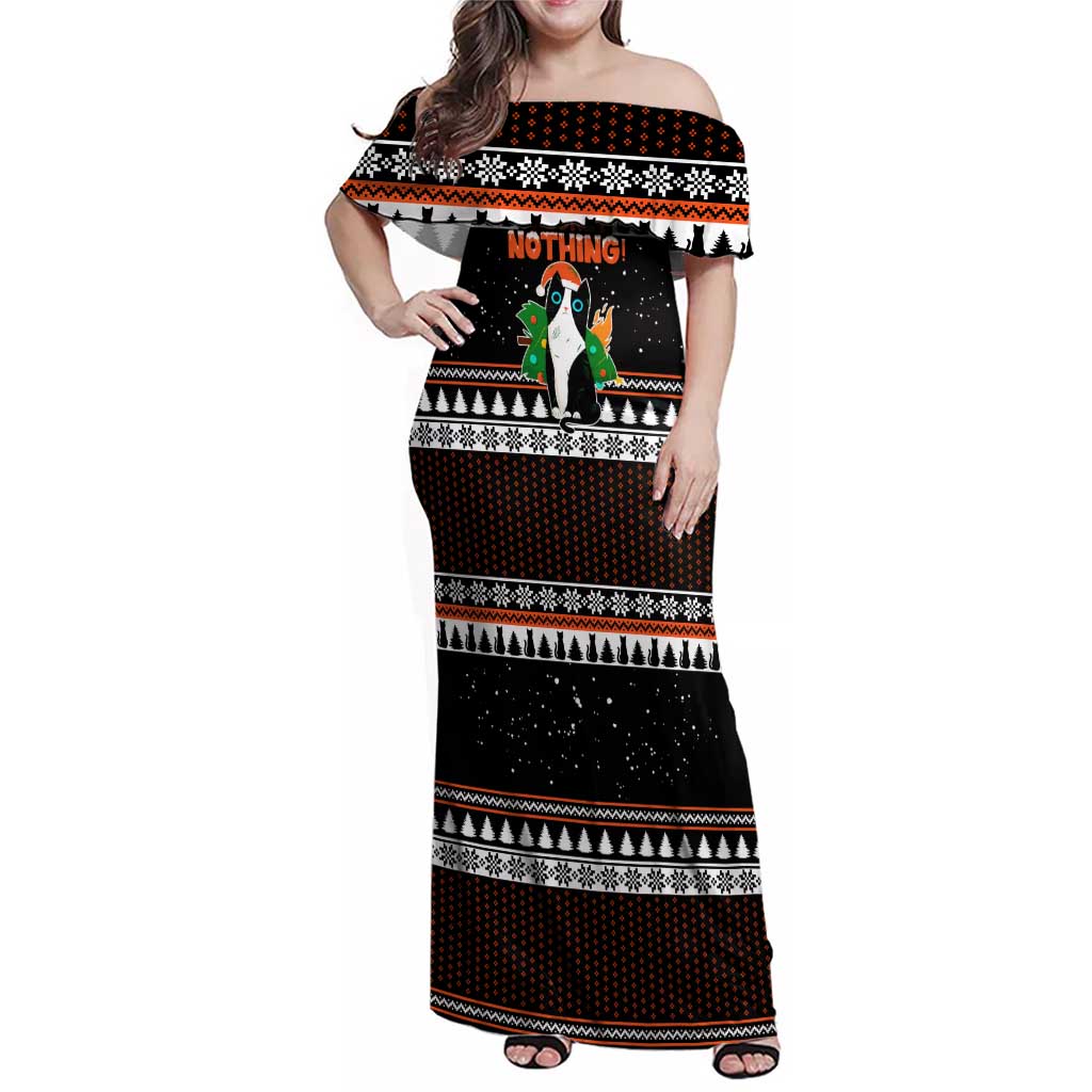 I Regret Nothing Cat Christmas Christmas Family Matching Off Shoulder Maxi Dress and Hawaiian Shirt Xmas Holiday Patterns - Wonder Print Shop