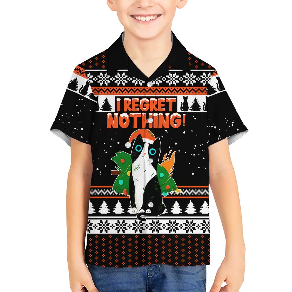 I Regret Nothing Cat Christmas Christmas Family Matching Off Shoulder Maxi Dress and Hawaiian Shirt Xmas Holiday Patterns - Wonder Print Shop