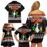 I Regret Nothing Cat Christmas Christmas Family Matching Off Shoulder Short Dress and Hawaiian Shirt Xmas Holiday Patterns - Wonder Print Shop