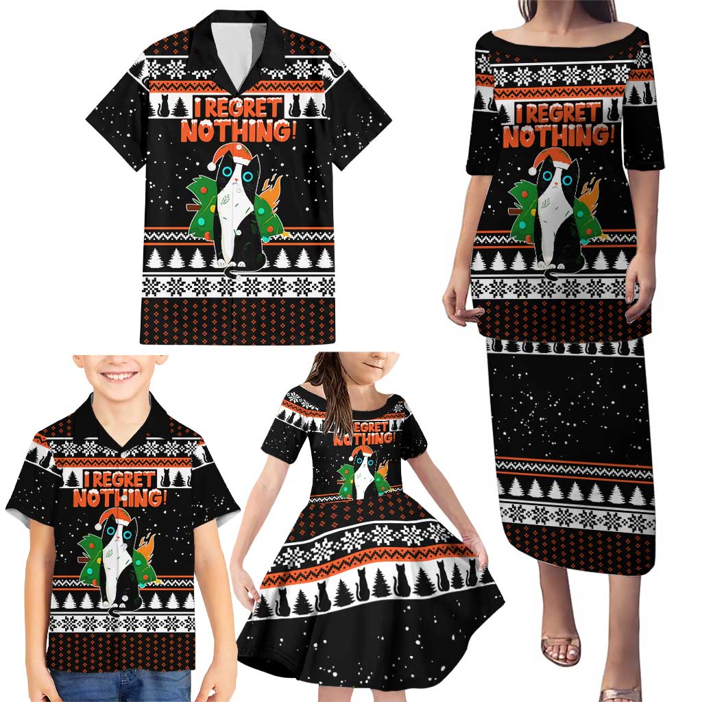 I Regret Nothing Cat Christmas Christmas Family Matching Puletasi and Hawaiian Shirt Xmas Holiday Patterns - Wonder Print Shop