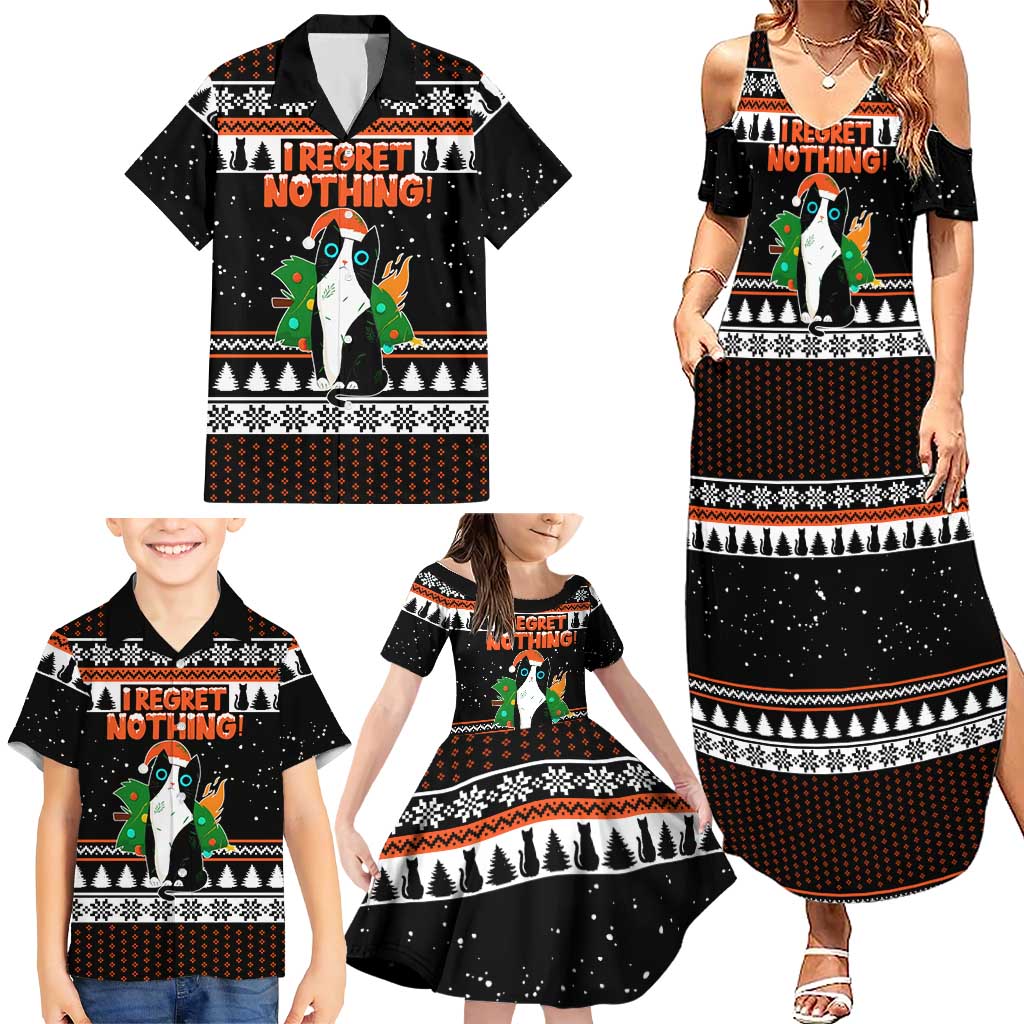 I Regret Nothing Cat Christmas Christmas Family Matching Summer Maxi Dress and Hawaiian Shirt Xmas Holiday Patterns - Wonder Print Shop