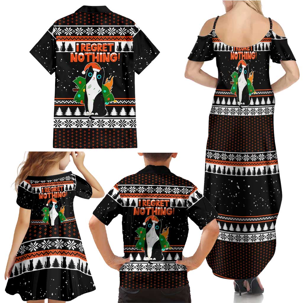 I Regret Nothing Cat Christmas Christmas Family Matching Summer Maxi Dress and Hawaiian Shirt Xmas Holiday Patterns - Wonder Print Shop
