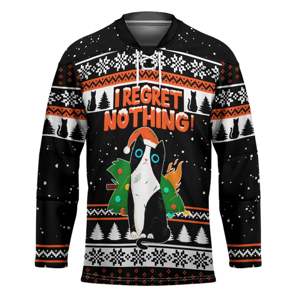 I Regret Nothing Cat Christmas Christmas Hockey Jersey Xmas Holiday Patterns - Wonder Print Shop