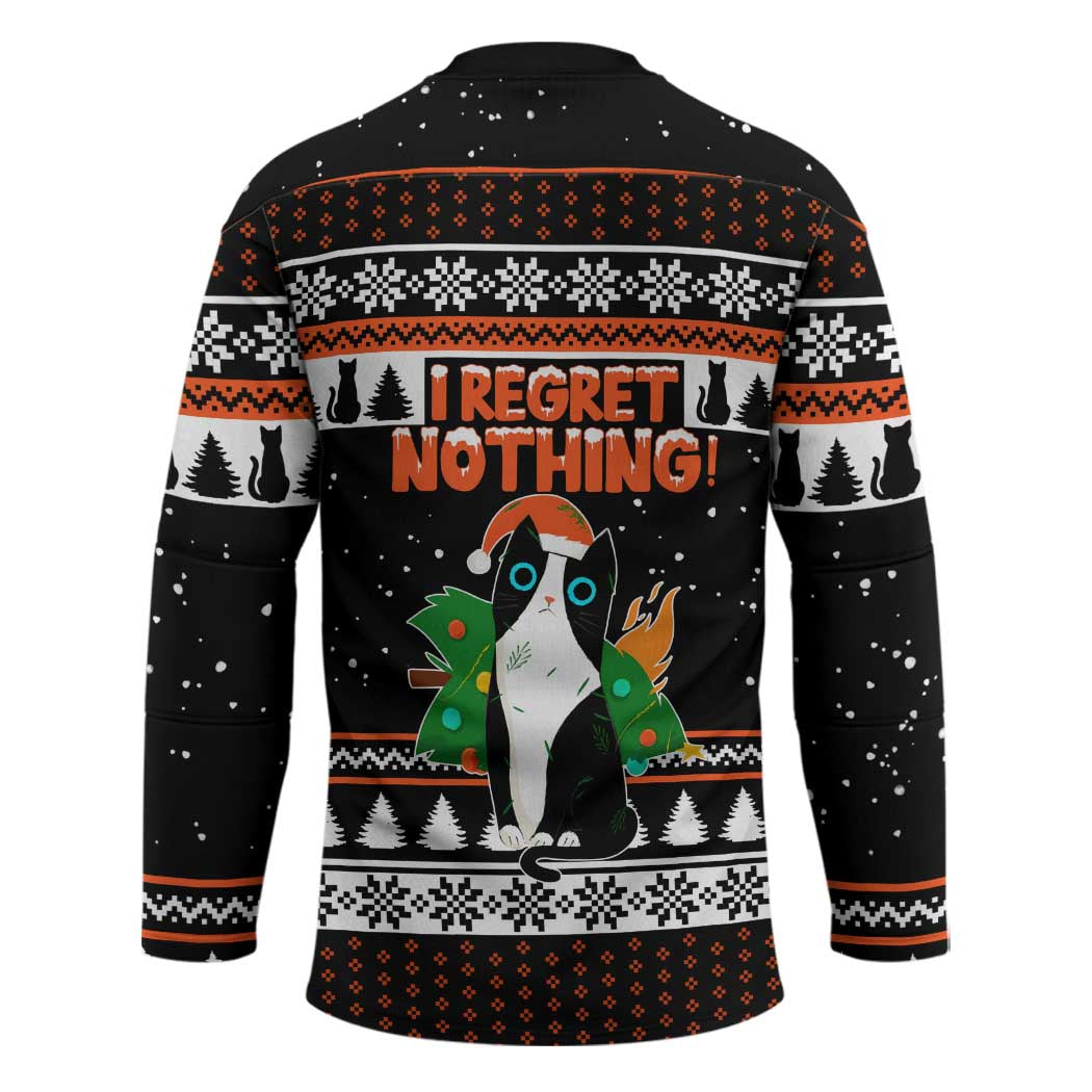 I Regret Nothing Cat Christmas Christmas Hockey Jersey Xmas Holiday Patterns - Wonder Print Shop