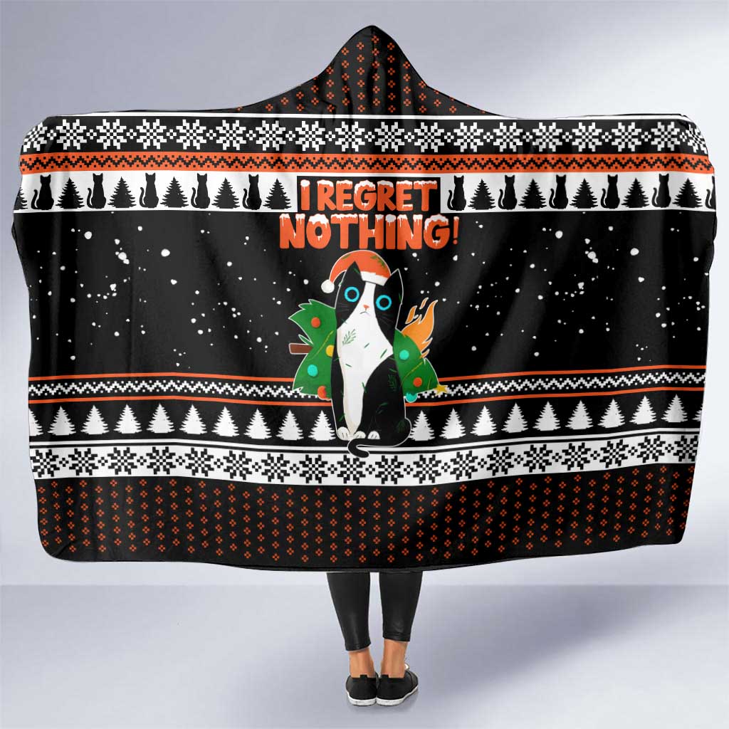 I Regret Nothing Cat Christmas Christmas Hooded Blanket Xmas Holiday Patterns - Wonder Print Shop