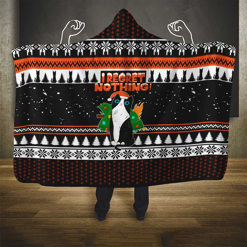 I Regret Nothing Cat Christmas Christmas Hooded Blanket Xmas Holiday Patterns - Wonder Print Shop