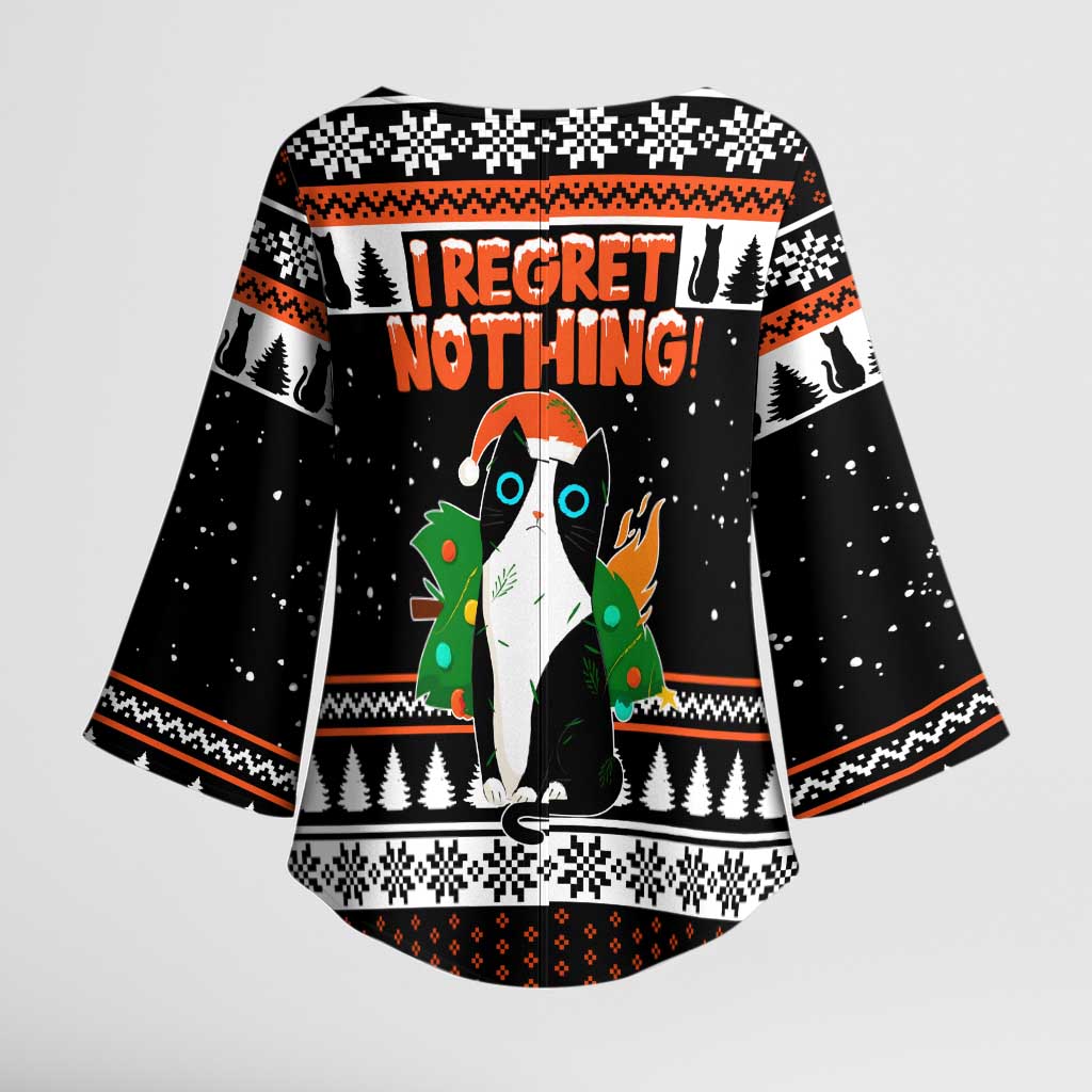 I Regret Nothing Cat Christmas Christmas Kimono Sleeve Blouse Xmas Holiday Patterns - Wonder Print Shop