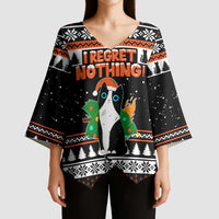I Regret Nothing Cat Christmas Christmas Kimono Sleeve Blouse Xmas Holiday Patterns - Wonder Print Shop