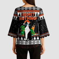 I Regret Nothing Cat Christmas Christmas Kimono Sleeve Blouse Xmas Holiday Patterns - Wonder Print Shop