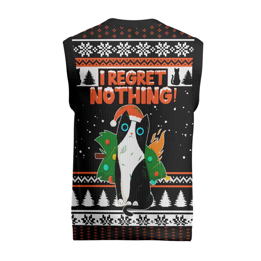 I Regret Nothing Cat Christmas Christmas Knitted V-Neck Vest Xmas Holiday Patterns - Wonder Print Shop