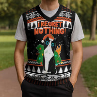 I Regret Nothing Cat Christmas Christmas Knitted V-Neck Vest Xmas Holiday Patterns - Wonder Print Shop