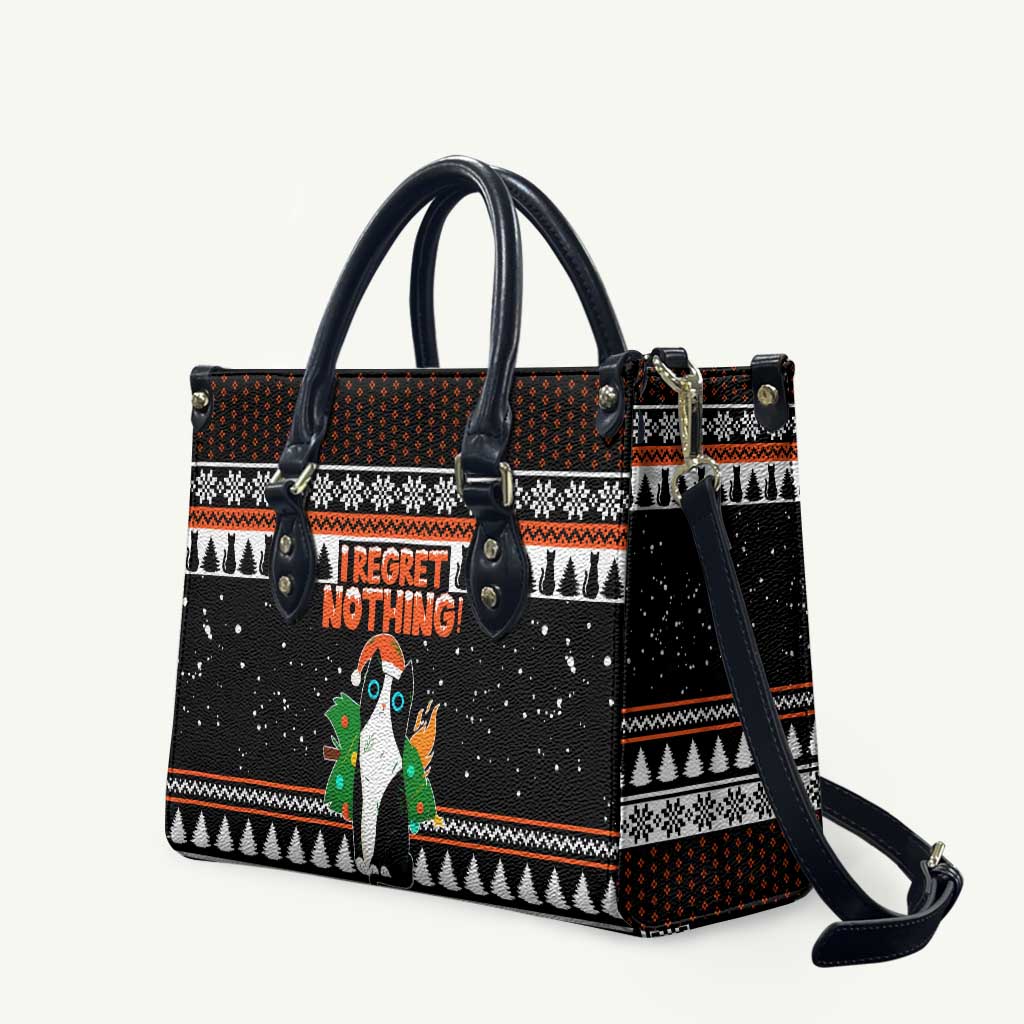 I Regret Nothing Cat Christmas Christmas Leather Bag Xmas Holiday Patterns - Wonder Print Shop