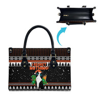 I Regret Nothing Cat Christmas Christmas Leather Bag Xmas Holiday Patterns - Wonder Print Shop