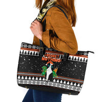 I Regret Nothing Cat Christmas Christmas Leather Tote Bag Xmas Holiday Patterns - Wonder Print Shop