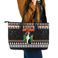 I Regret Nothing Cat Christmas Christmas Leather Tote Bag Xmas Holiday Patterns - Wonder Print Shop