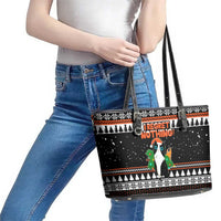 I Regret Nothing Cat Christmas Christmas Leather Tote Bag Xmas Holiday Patterns - Wonder Print Shop