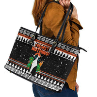 I Regret Nothing Cat Christmas Christmas Leather Tote Bag Xmas Holiday Patterns - Wonder Print Shop