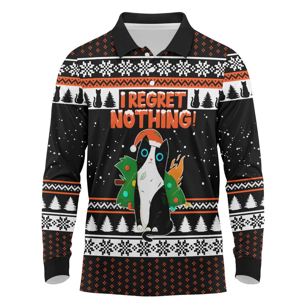 I Regret Nothing Cat Christmas Christmas Long Sleeve Polo Shirt Xmas Holiday Patterns - Wonder Print Shop