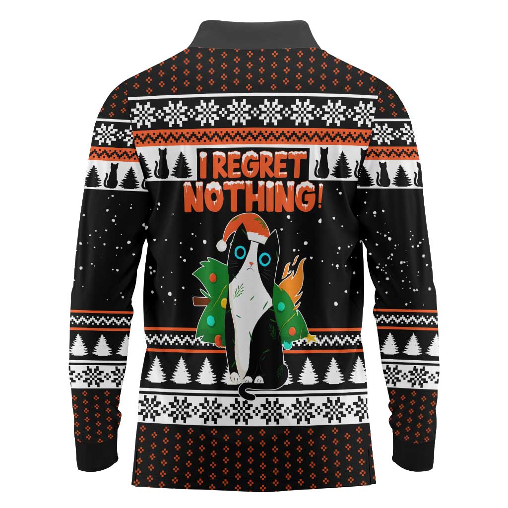 I Regret Nothing Cat Christmas Christmas Long Sleeve Polo Shirt Xmas Holiday Patterns - Wonder Print Shop