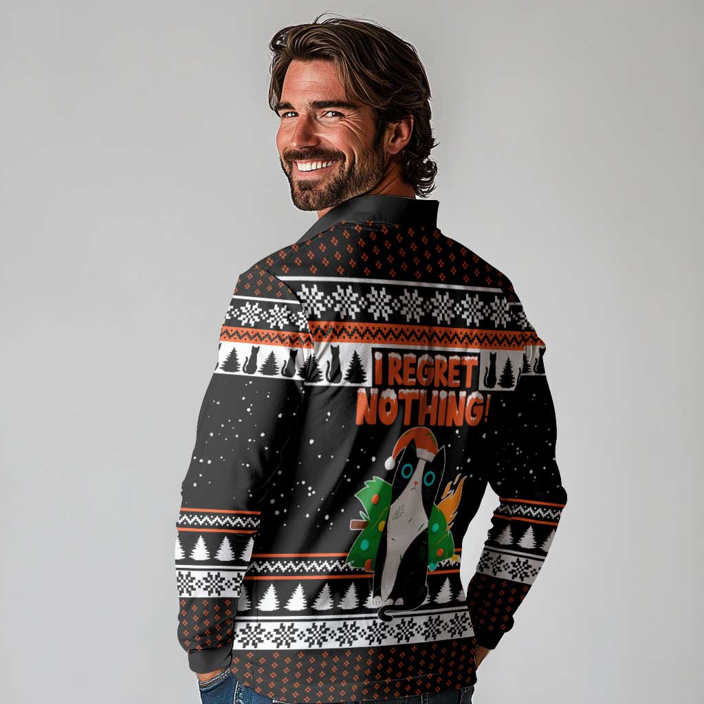 I Regret Nothing Cat Christmas Christmas Long Sleeve Polo Shirt Xmas Holiday Patterns - Wonder Print Shop