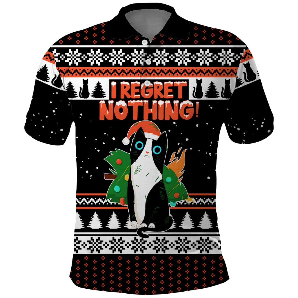 I Regret Nothing Cat Christmas Christmas Polo Shirt Xmas Holiday Patterns - Wonder Print Shop