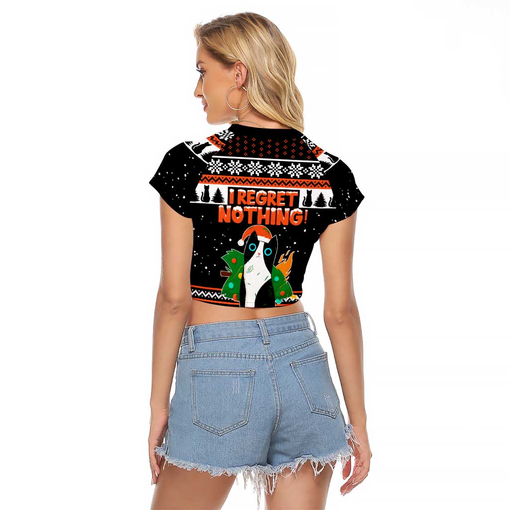 I Regret Nothing Cat Christmas Christmas Raglan Cropped T Shirt Xmas Holiday Patterns - Wonder Print Shop