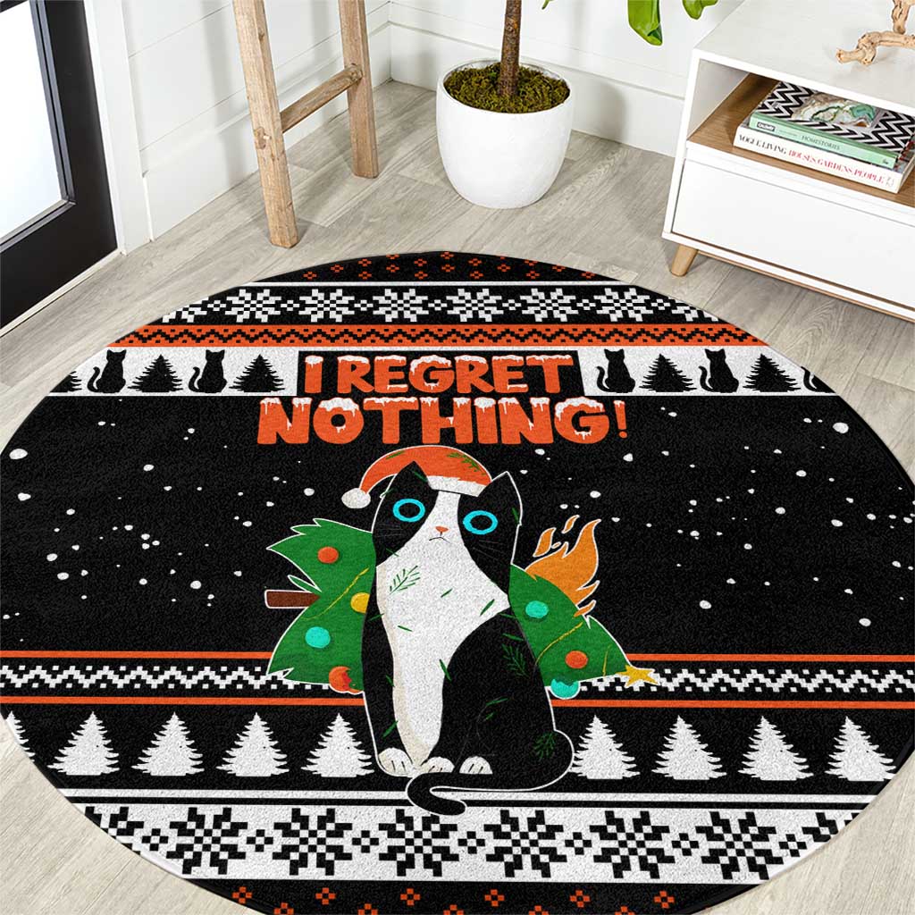 I Regret Nothing Cat Christmas Christmas Round Carpet Xmas Holiday Patterns - Wonder Print Shop
