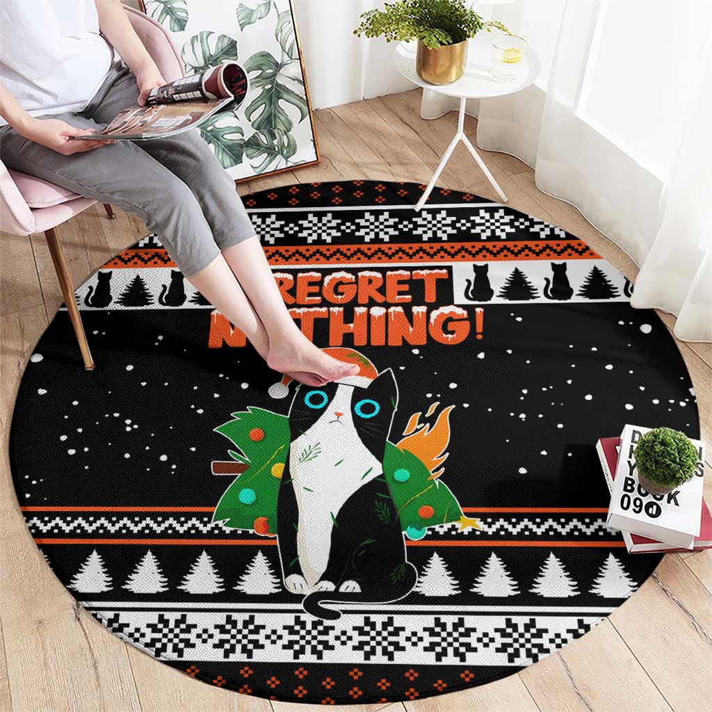 I Regret Nothing Cat Christmas Christmas Round Carpet Xmas Holiday Patterns - Wonder Print Shop
