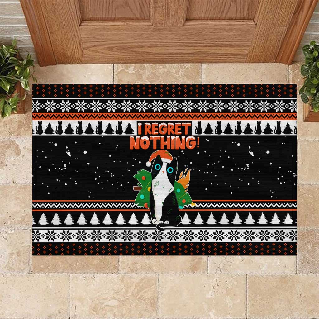 I Regret Nothing Cat Christmas Christmas Rubber Doormat Xmas Holiday Patterns - Wonder Print Shop