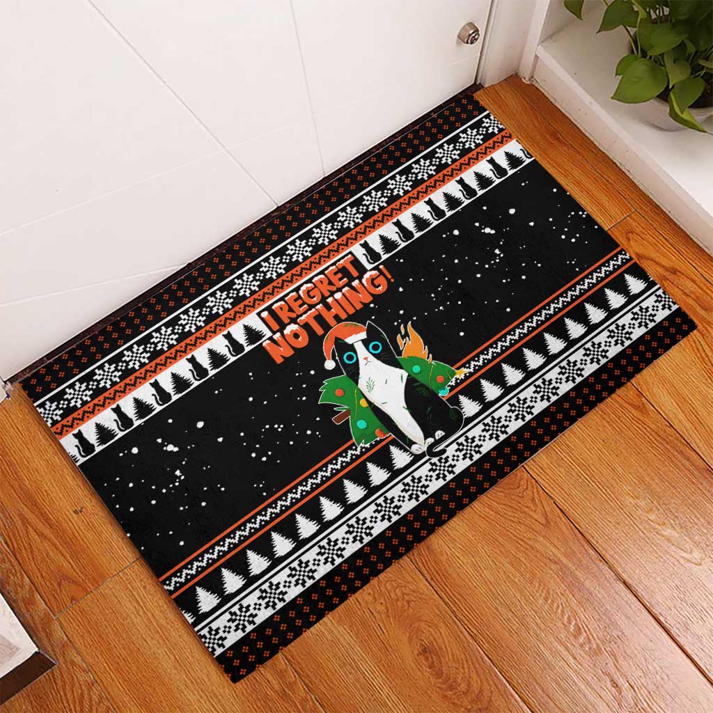 I Regret Nothing Cat Christmas Christmas Rubber Doormat Xmas Holiday Patterns - Wonder Print Shop